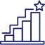 A blue line graph with a star on top of it.